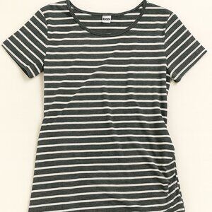 Striped Maternity Dress L Stretch Knit Ruched Side Pregnancy Day Dress-M004